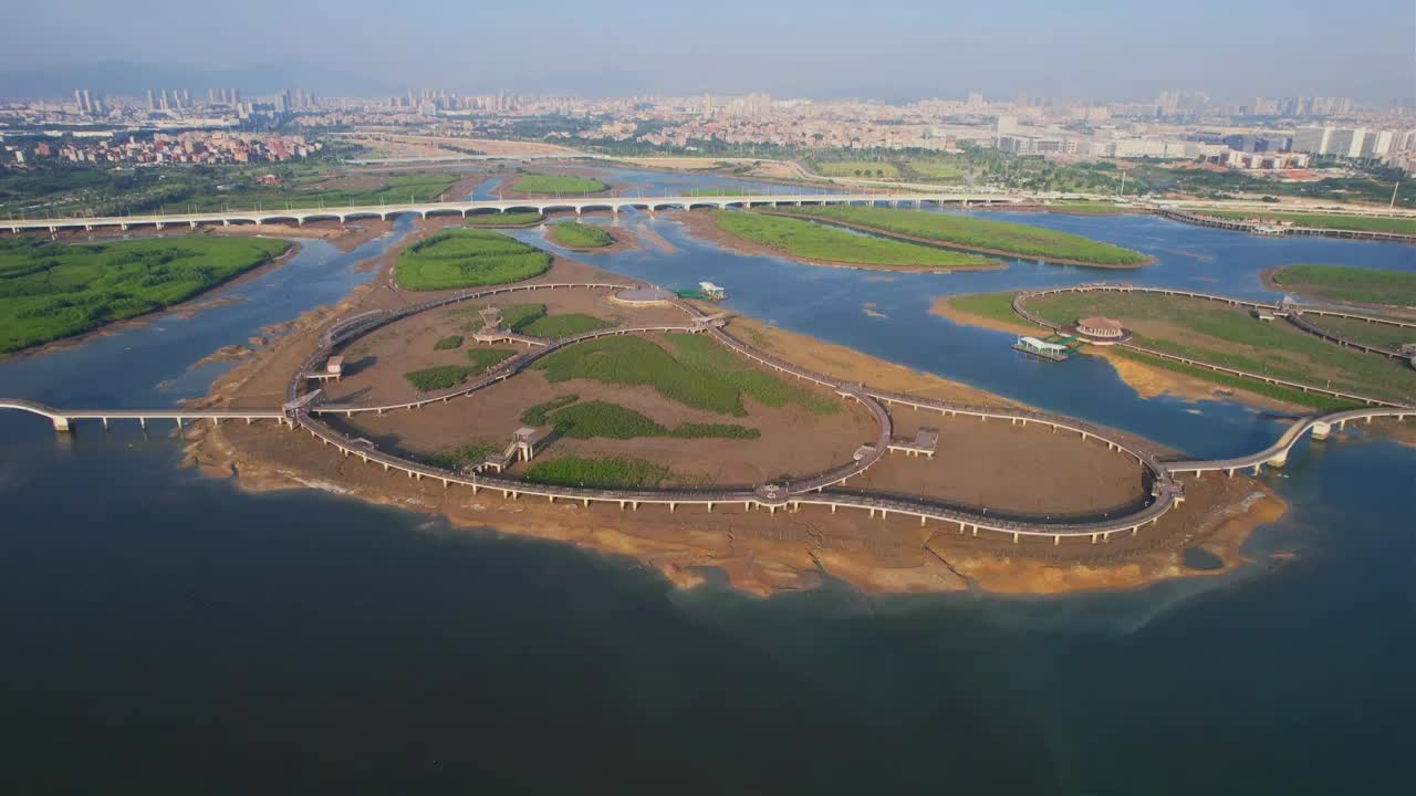 航拍厦门下潭尾湿地公园景观视频素材