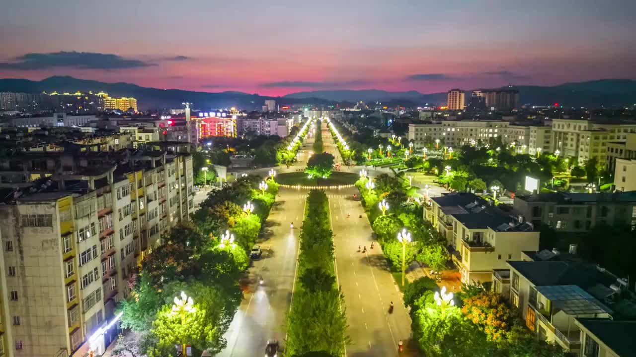 云南省红河州石屏县城市夜景延时视频素材