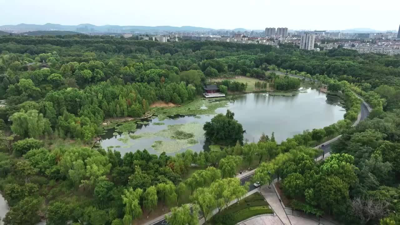 航拍夏季的中山陵燕雀湖视频素材