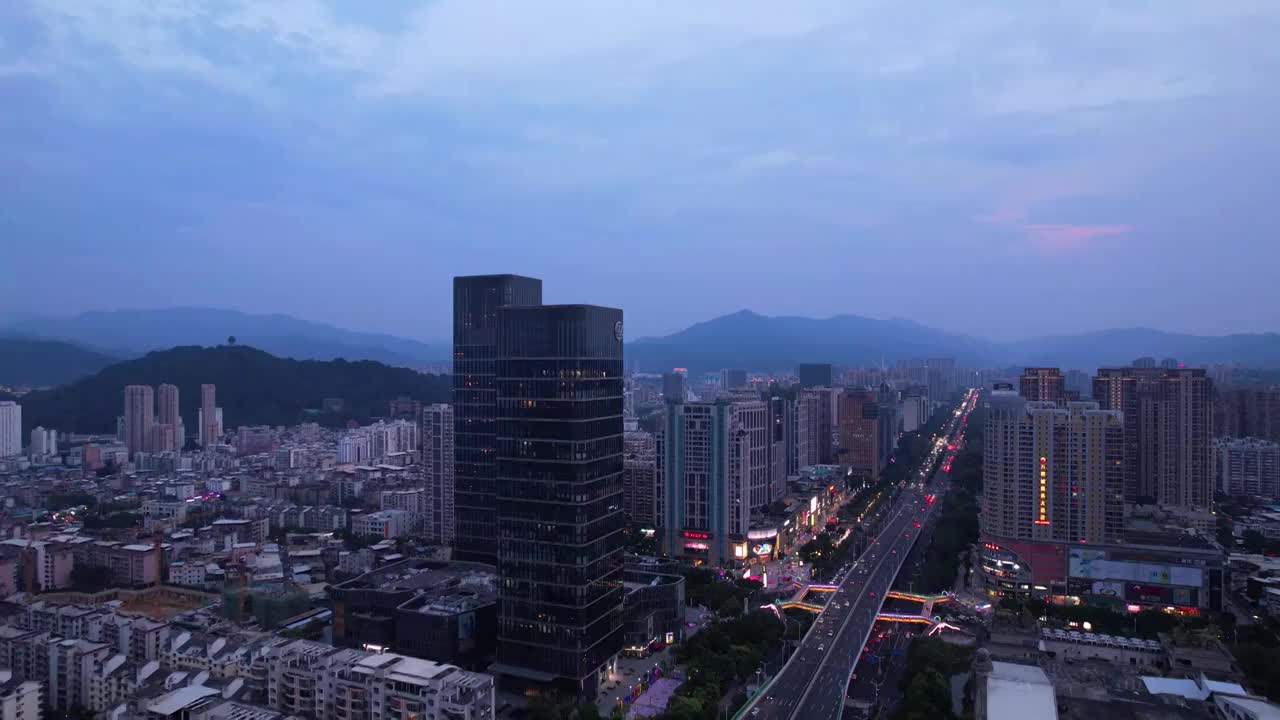 福建省,龙岩市,城市风光,航拍视频素材