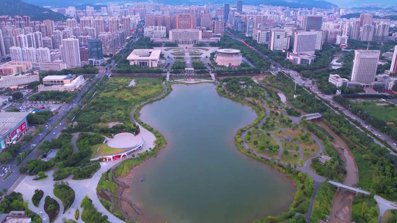 福建省,龙岩市,城市风光,航拍视频素材