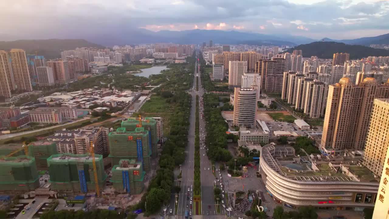 福建省,龙岩市,城市风光,航拍视频素材