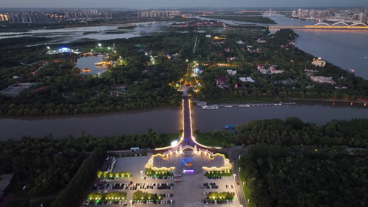 哈尔滨太阳岛国际啤酒节夜景视频素材