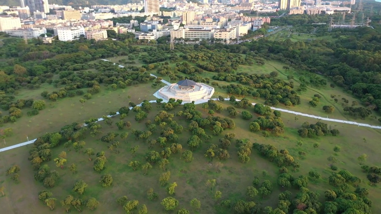 深圳市宝安区石岩湿地公园航拍视频素材