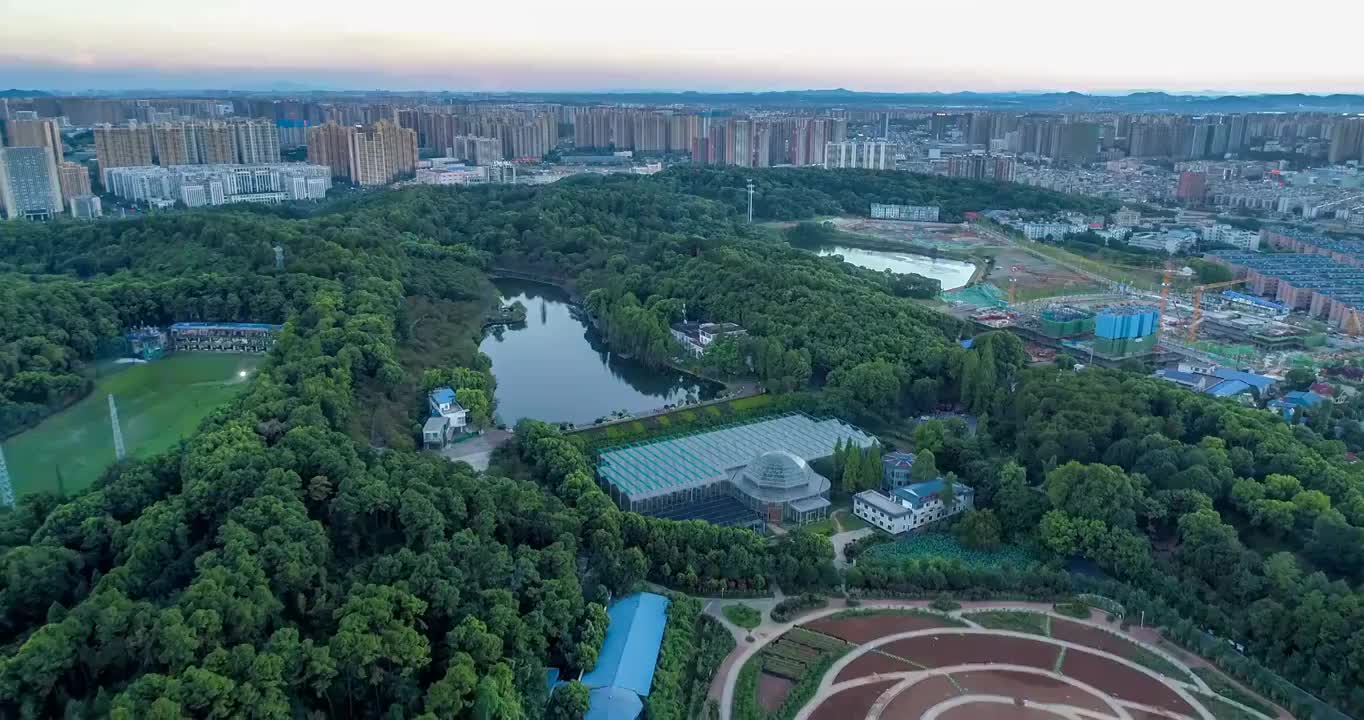 湖南省长沙市植物园航拍视频素材