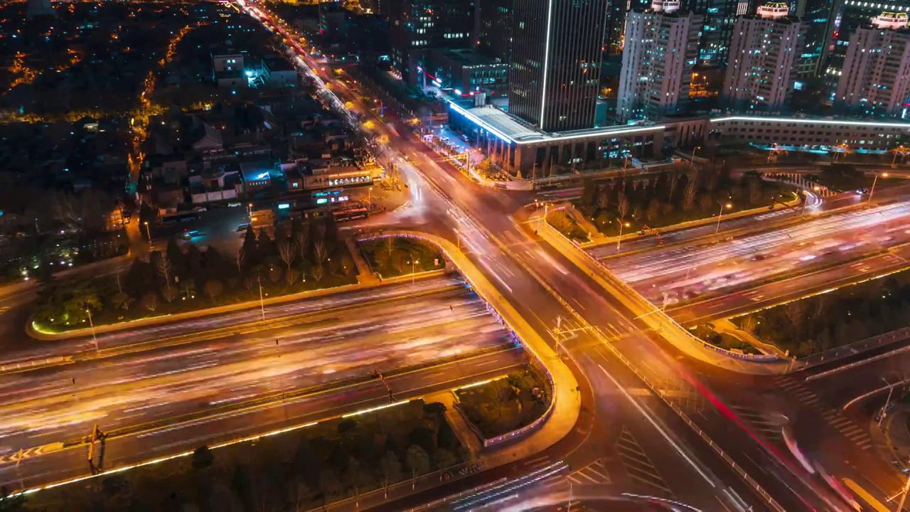 阜成门立交桥延时夜景视频素材