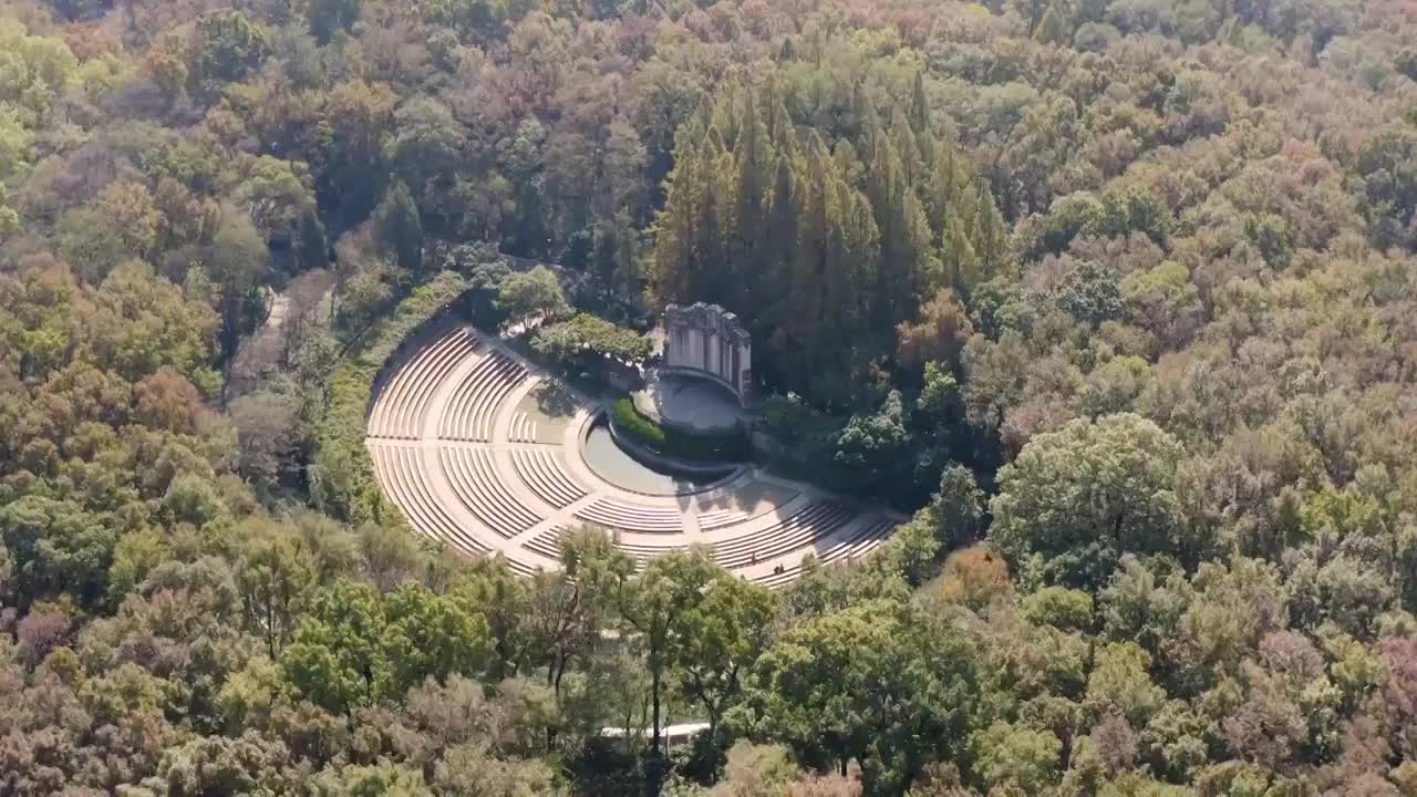 航拍南京钟山风景区音乐台视频素材