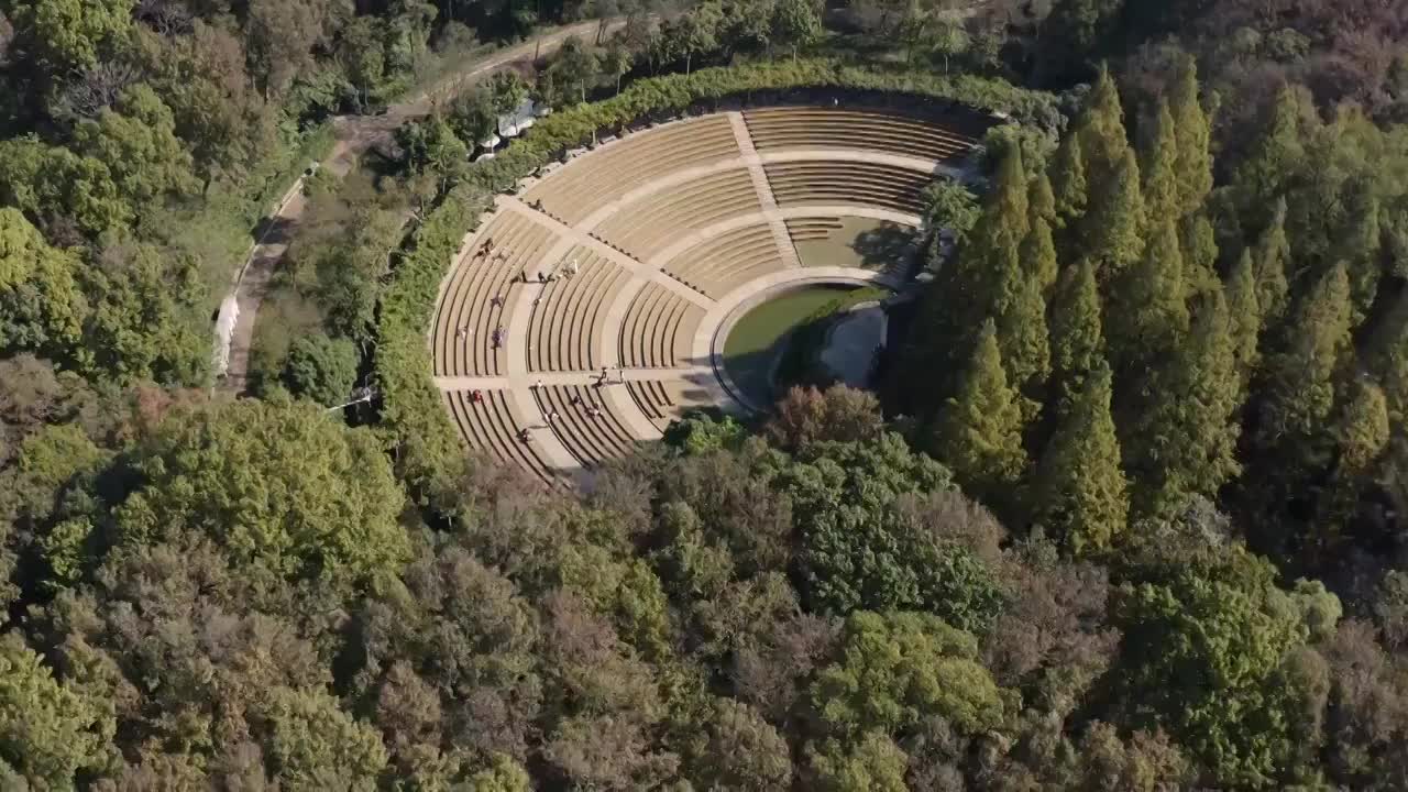 航拍南京钟山风景区音乐台视频素材