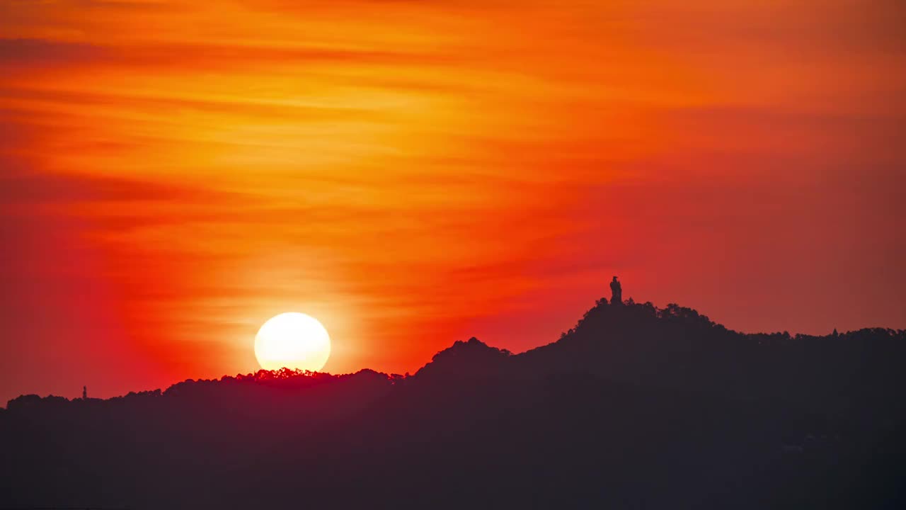 重庆南山大金鹰剪影日出延迟视频素材