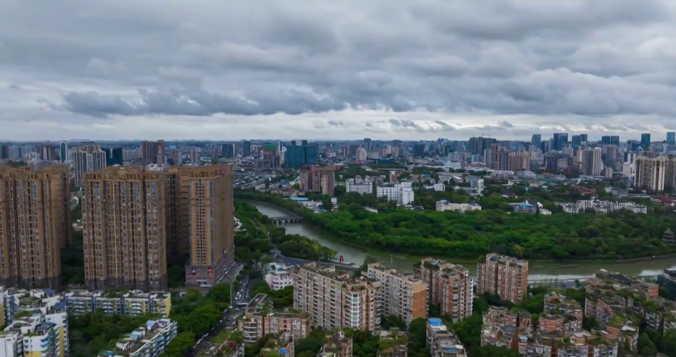 成都延时航拍望江公园附近风景天空云朵视频素材