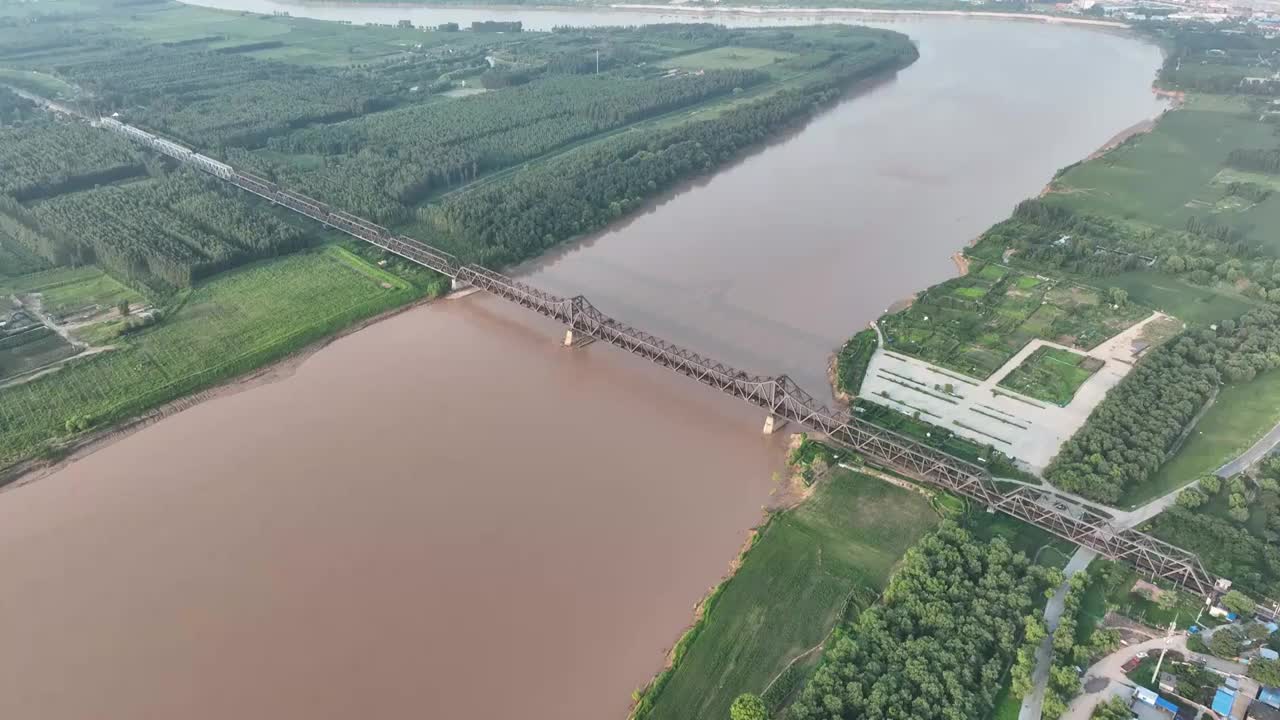 济南黄河铁路大桥航拍视频素材