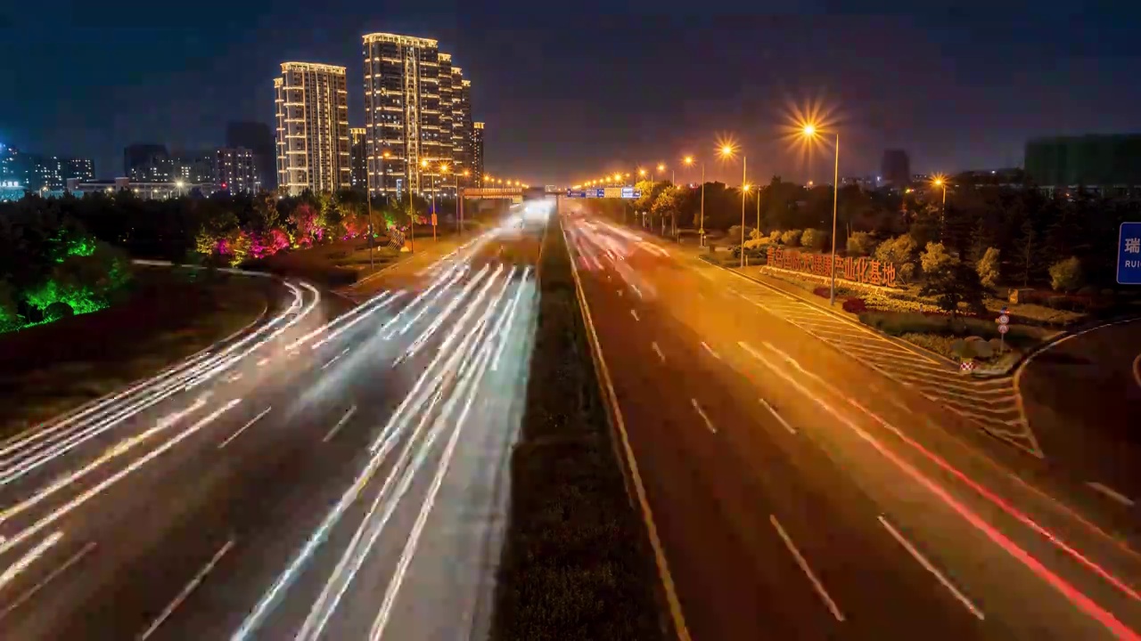 城市道路夜景车流视频素材