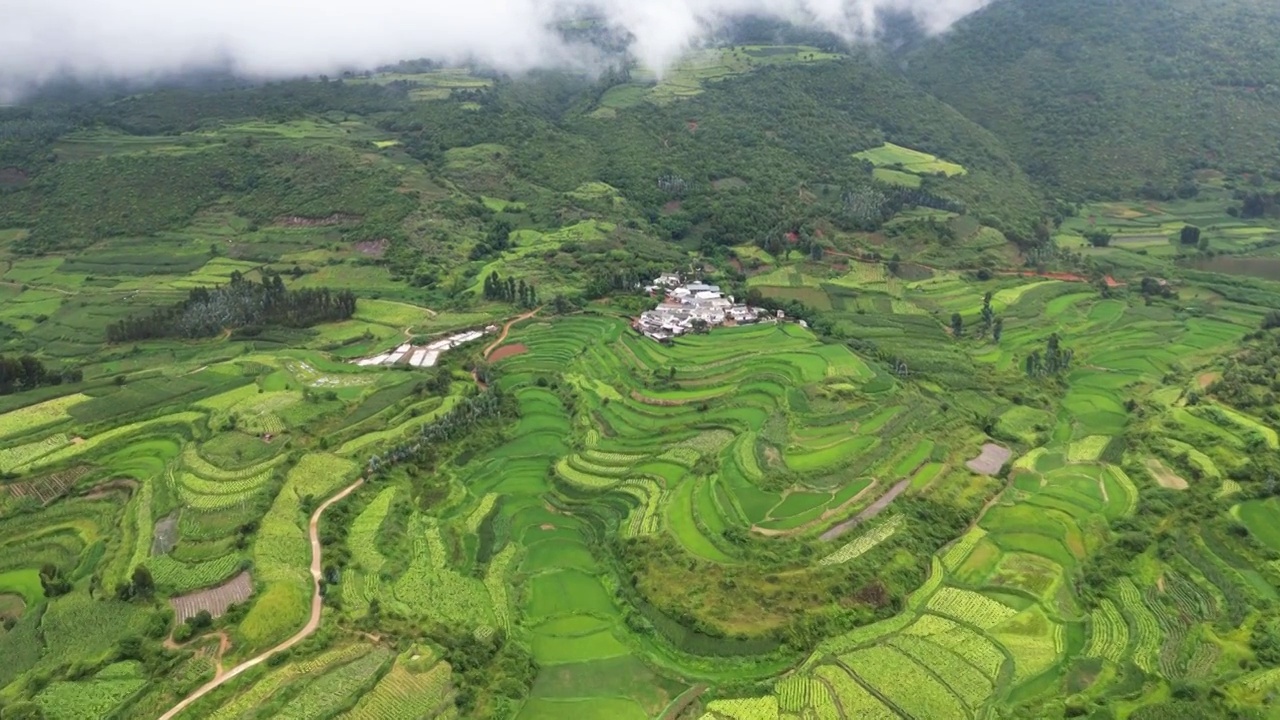 云南省红河州石屏县田园风光航拍视频素材