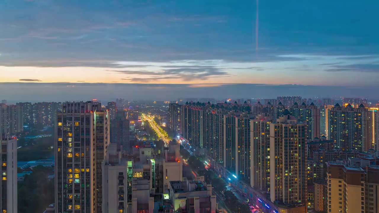 城市日落夕阳和夜景延时摄影视频素材