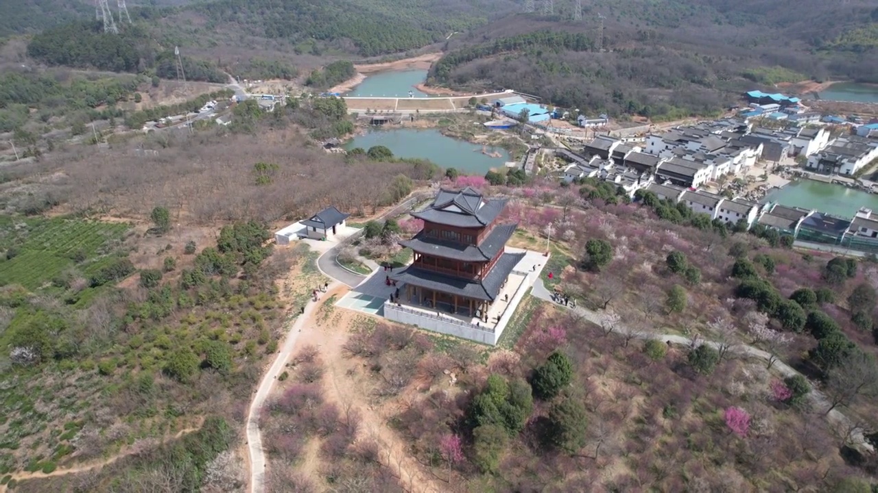 航拍梅花山古代建筑视频下载