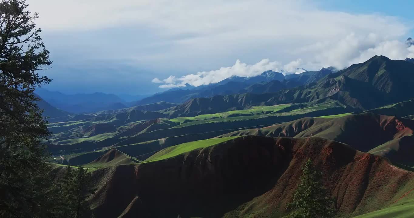 祁连山的风光，祁连卓尔山景区，夏季的祁连山，祁连草原，绿水青山，避暑胜地视频素材