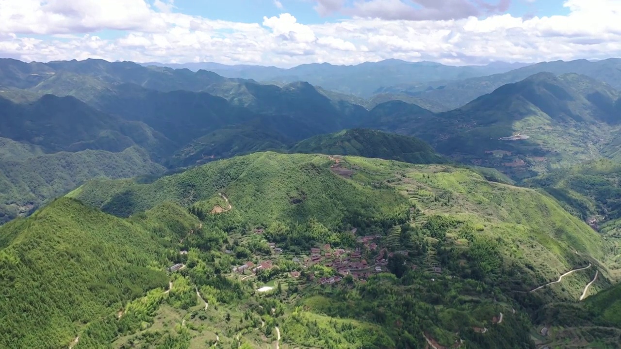 丽水景宁葛山村航拍视频素材