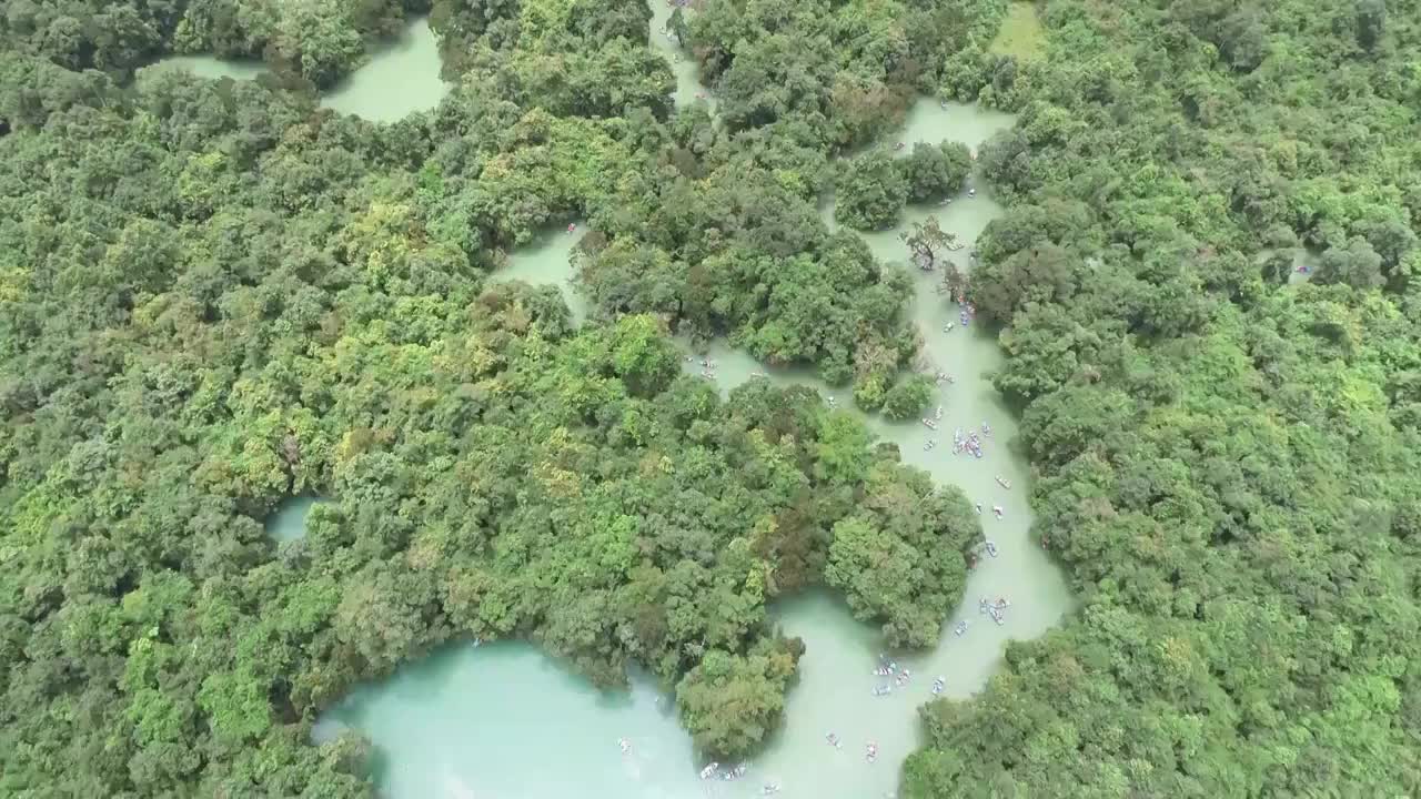 贵州荔波鸳鸯湖卧龙潭航拍视频素材