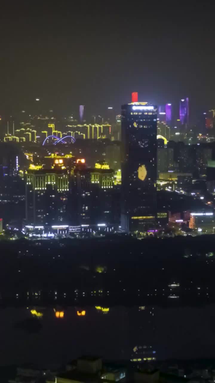 高清竖屏延时航拍城市夜景灯光（合集）视频素材