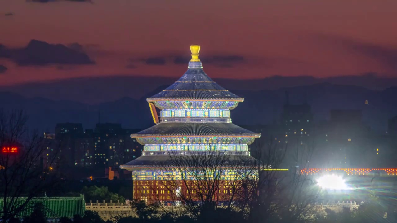 祈年殿亮灯延时视频素材