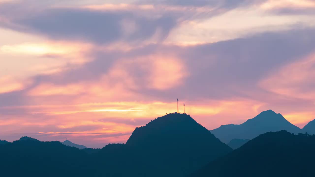 群山云景夕阳视频素材