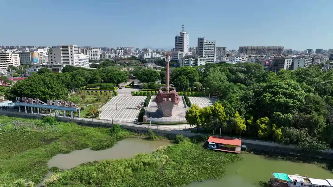 广东省汕头市澄海区红头船公园航拍视频素材