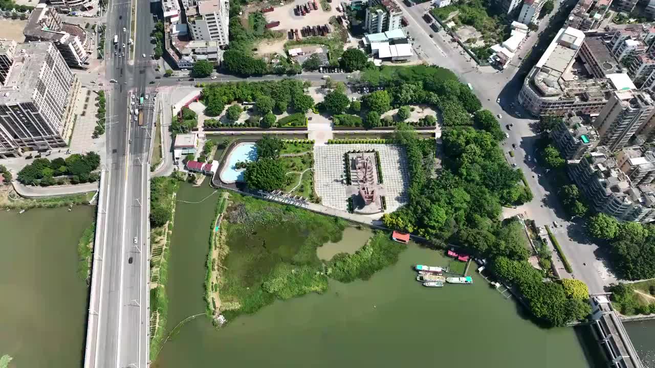 广东省汕头市澄海区红头船公园航拍视频素材