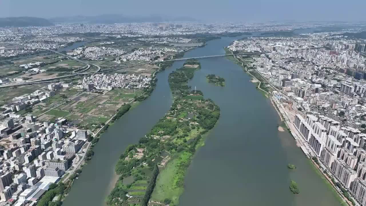 广东省汕头市澄海区红头船公园航拍视频素材