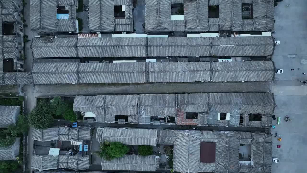 广东省揭阳市普宁洪阳镇德安里古村落建筑群航拍视频素材