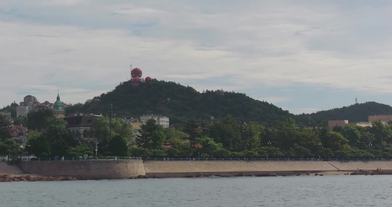 青岛栈桥沿海日出火烧云视频素材