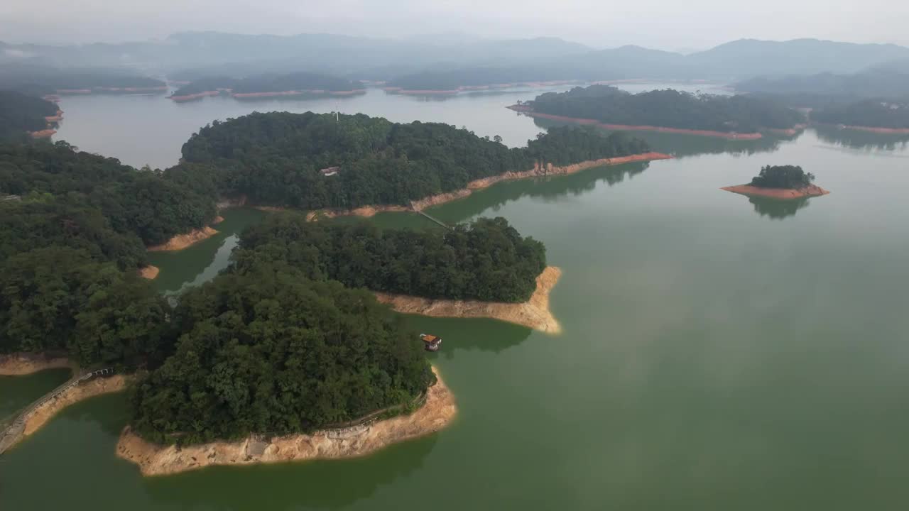 广州流溪河国家森林公园水库航拍视频素材