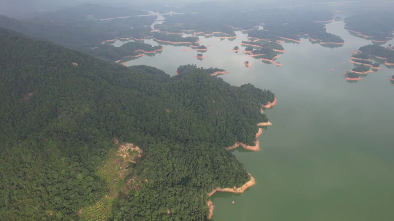 广州流溪河国家森林公园水库航拍视频素材