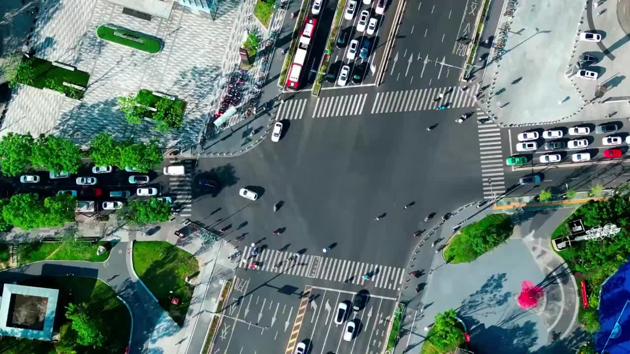 高空航拍成都道路交通俯拍视角视频素材