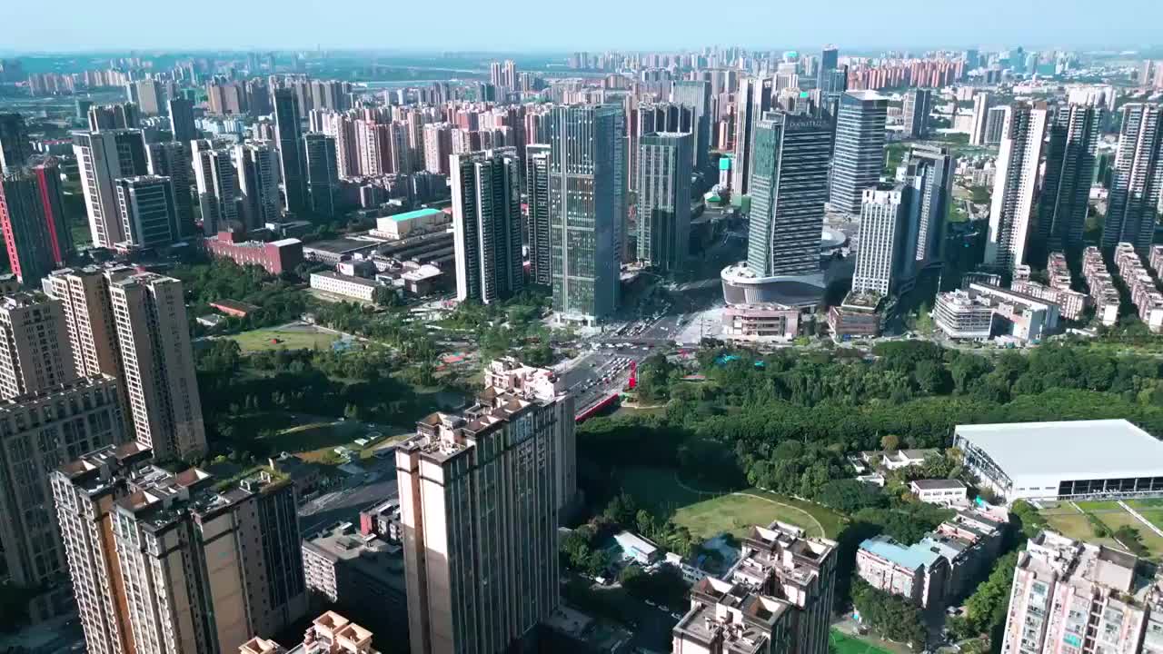 高空航拍成都锦江区市区住宅公园城市视频素材