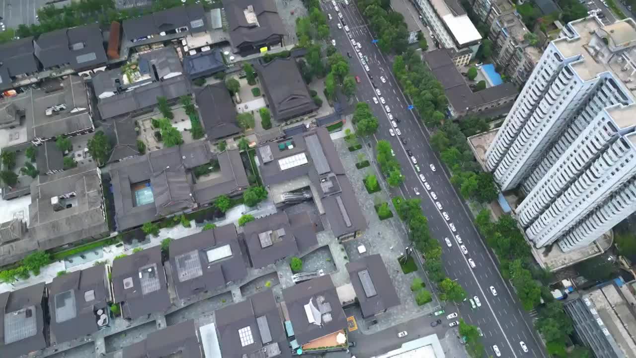 航拍地标成都市区太古里俯拍视角视频素材