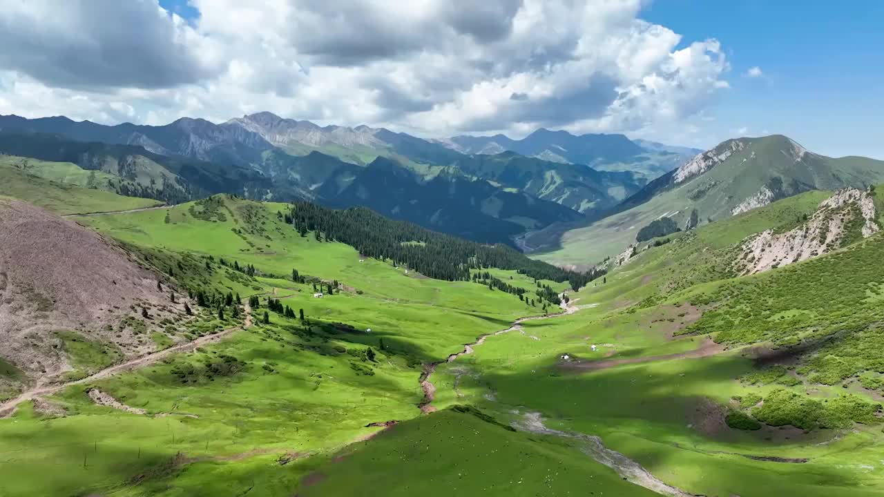 航拍新疆昭苏草原风景视频素材