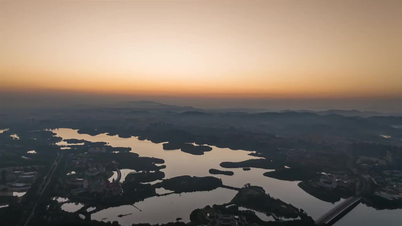 广东东莞华为松山湖日出延时摄影视频素材