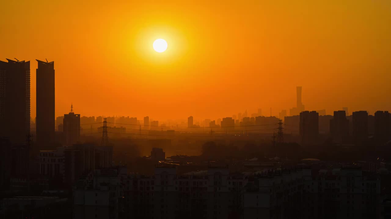 北京夕阳落日最美天际线视频素材