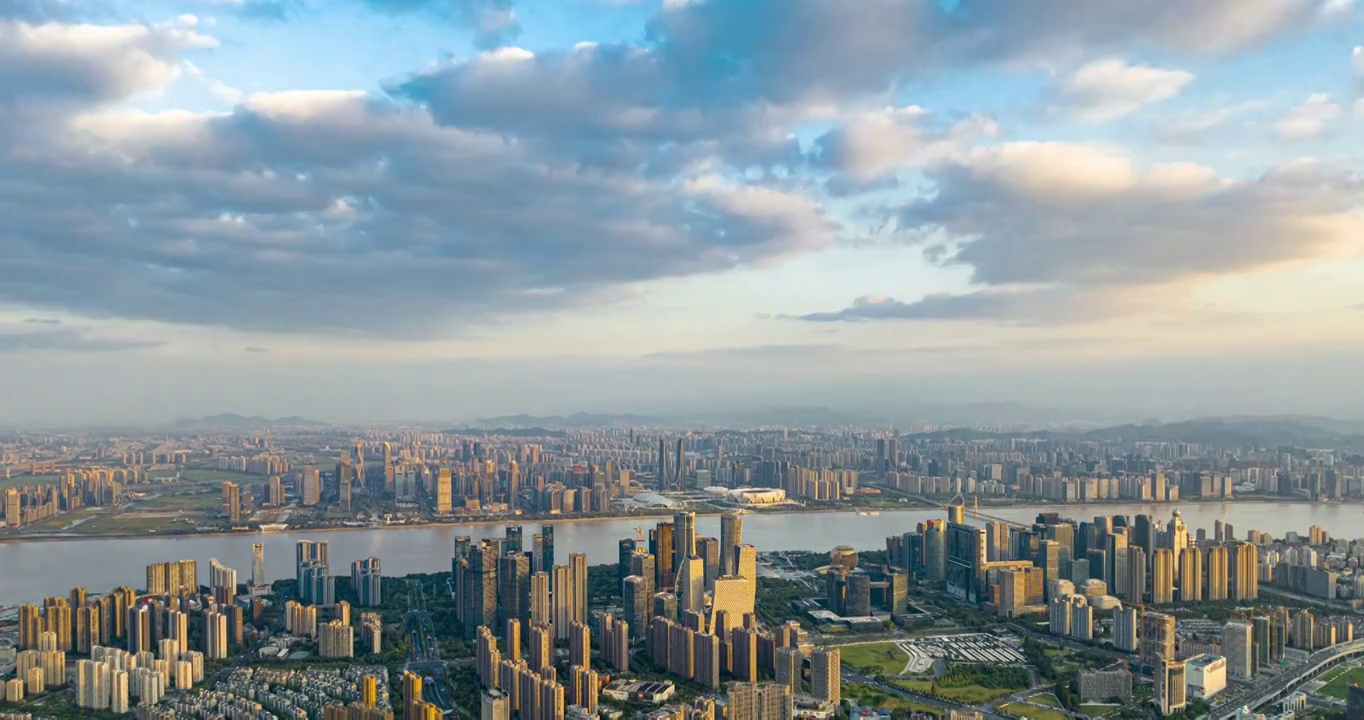 杭州钱塘江两岸城市风景视频素材