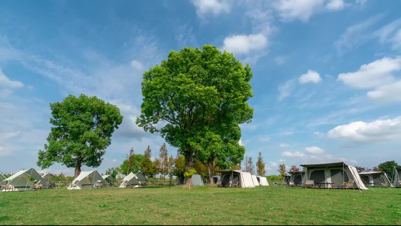 户外露营地的帐篷区视频素材