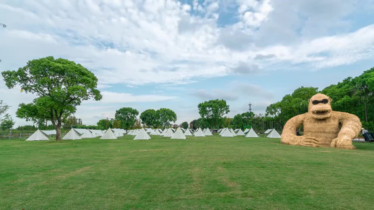 户外露营地的帐篷区视频素材