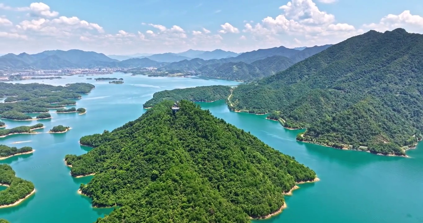 航拍中国杭州千岛湖自然景观视频素材