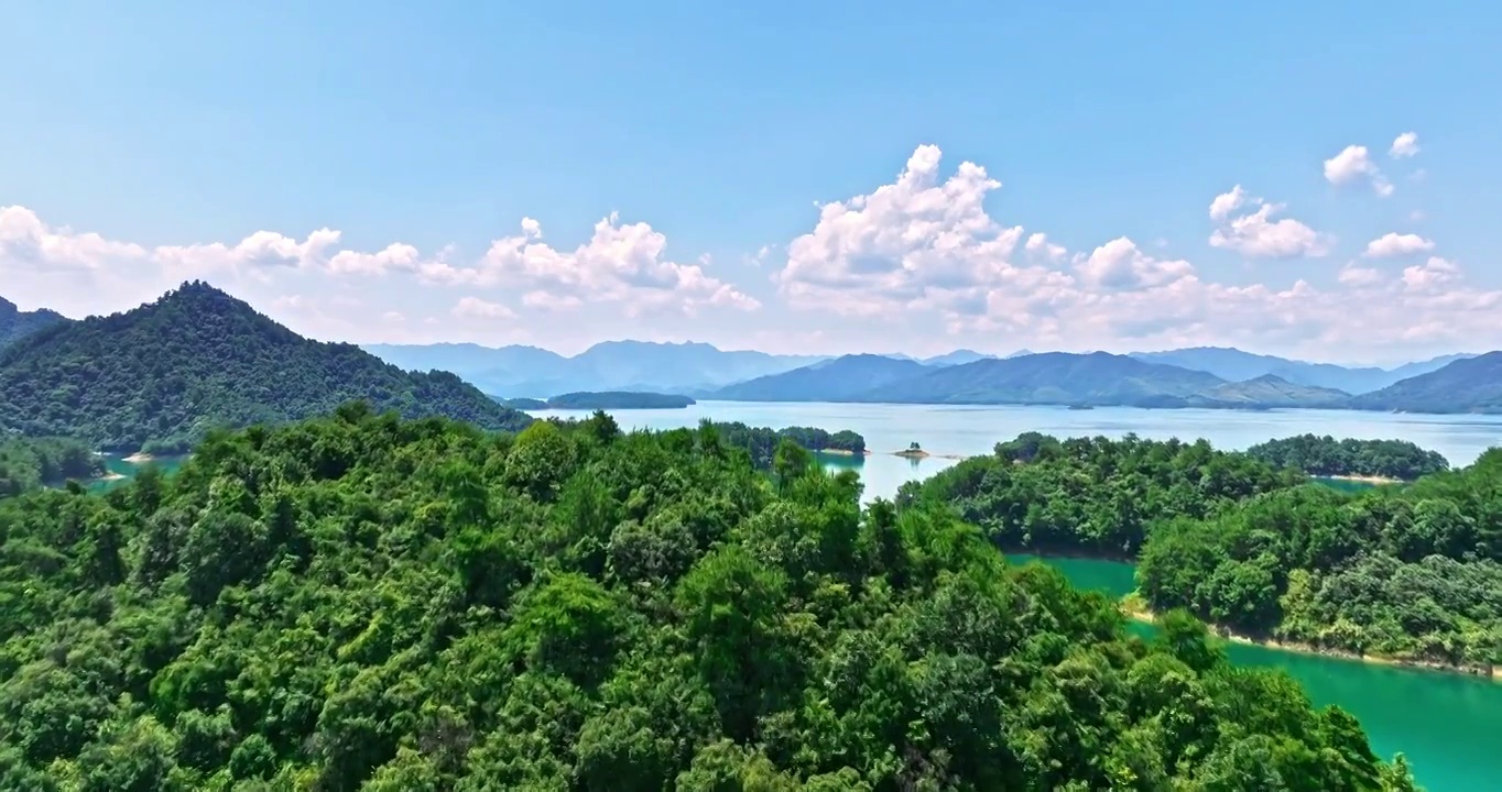 航拍中国杭州千岛湖自然景观视频素材