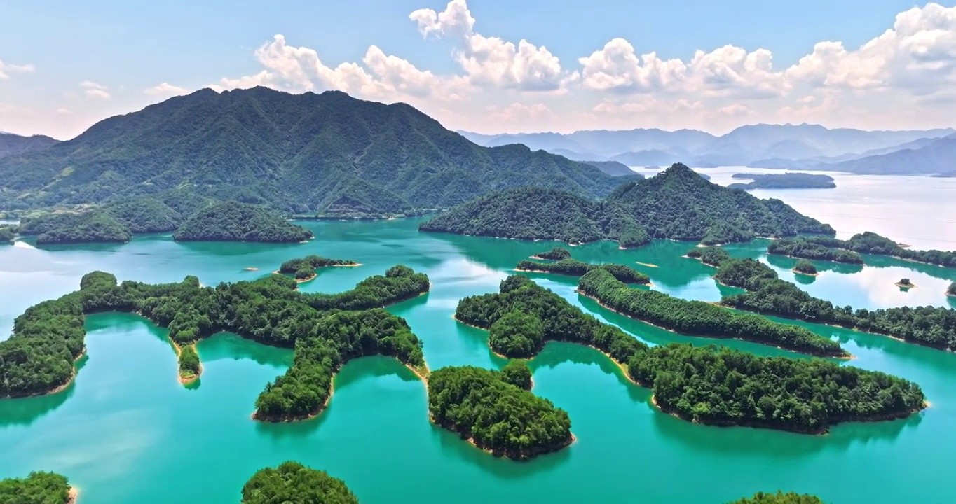 航拍中国杭州千岛湖自然景观视频素材