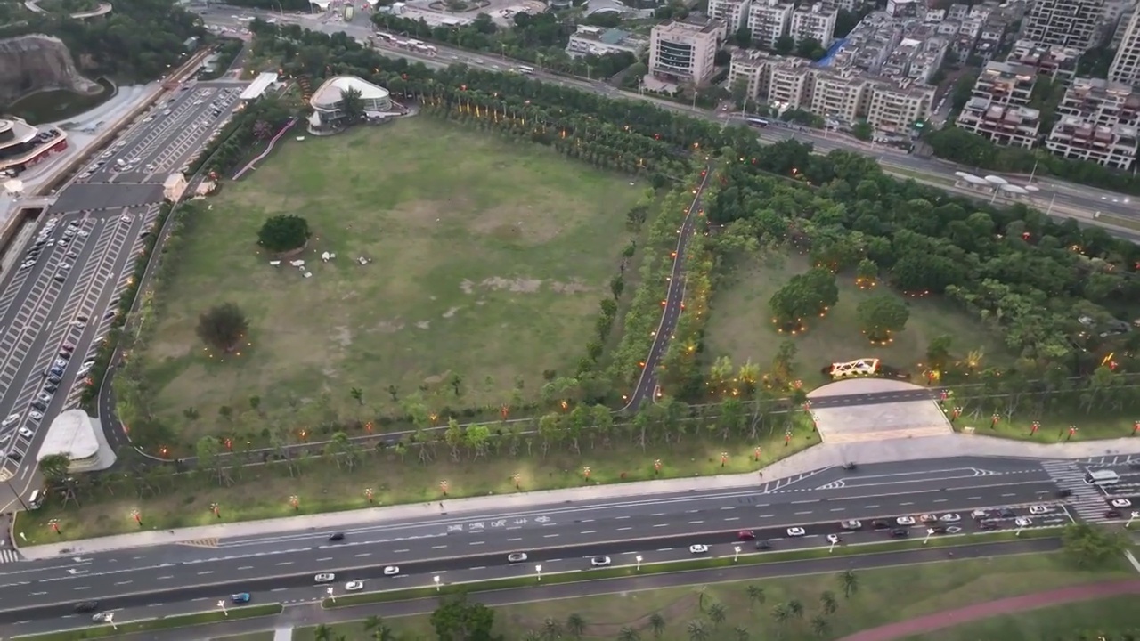 广东省珠海市香洲区海天公园珠海博物馆航拍视频素材