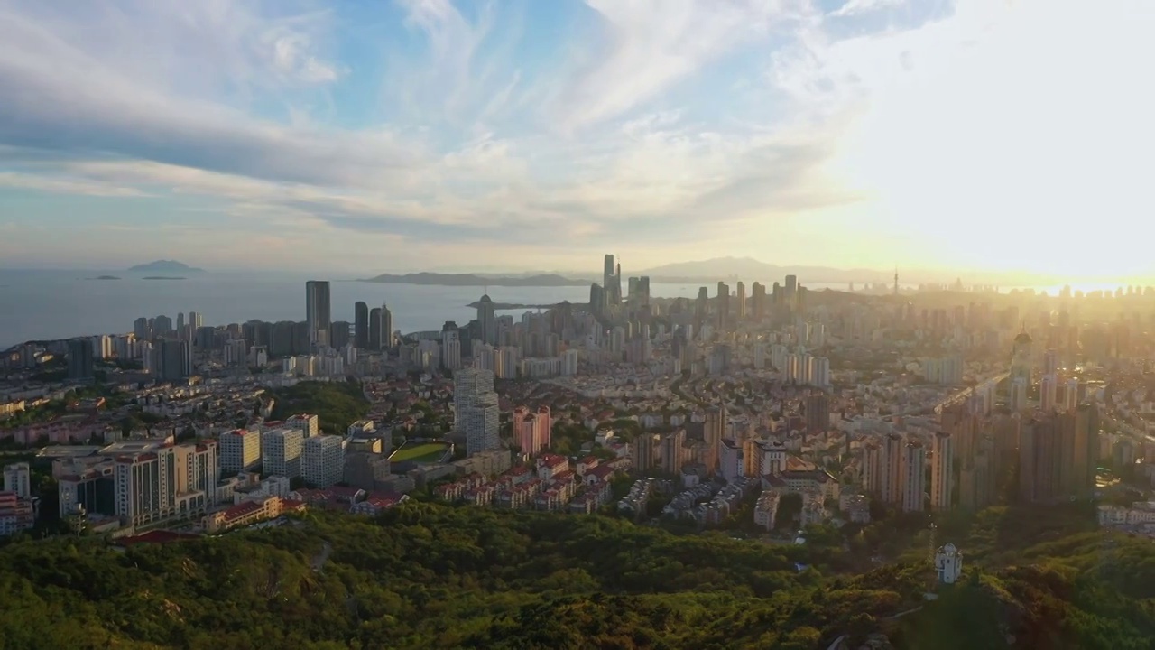 山东青岛城市风光，浮山视角视频素材