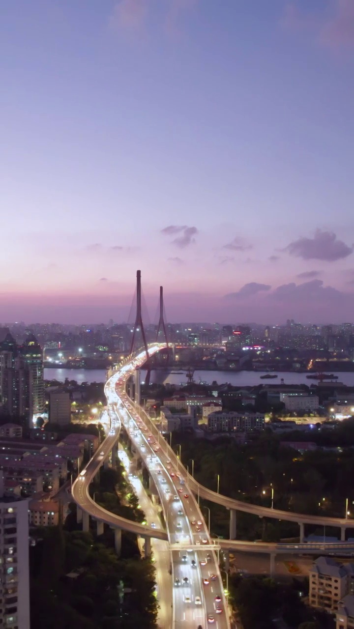 中国上海浦东新区杨浦大桥夜景视频视频素材