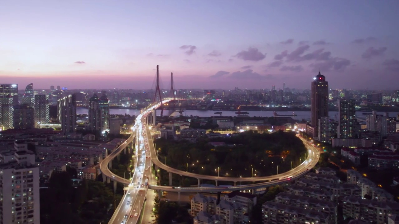 中国上海浦东新区杨浦大桥夜景视频视频素材