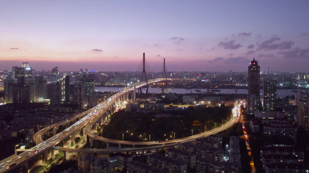 中国上海浦东新区杨浦大桥夜景视频视频素材