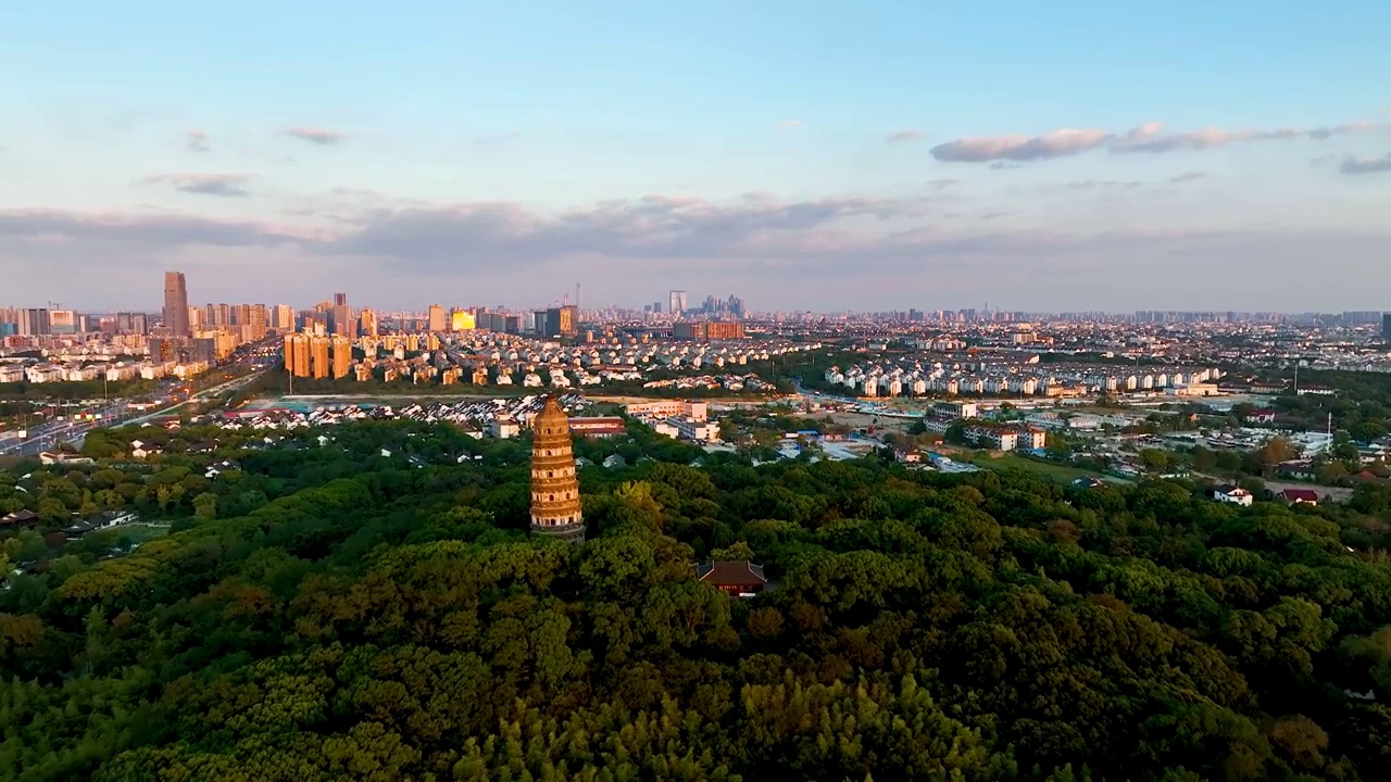 江苏苏州虎丘风景名胜区航拍视频素材